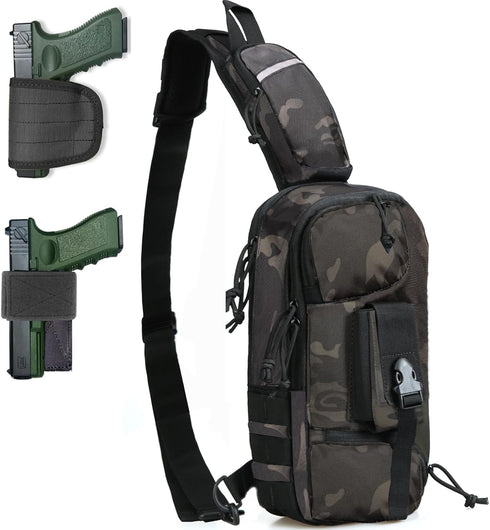 Sling Backpack Tactical Chest Pistol Bag, Shoulder Bags Crossbody Sling Backpack Holster Bag for Concealed Carry
