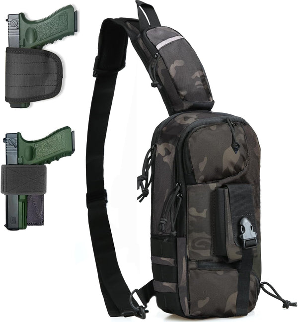 Sling Backpack Tactical Chest Pistol Bag, Shoulder Bags Crossbody Sling Backpack Holster Bag for Concealed Carry