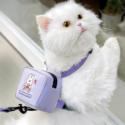iPlusSmile Pet Backpack Harness with Leash for Small Cat Dog, Adjustable Mini Carrier Backpack for Walking Travel