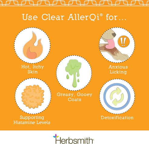 Herbsmith Clear AllerQi Allergy Aid for Cats and Dogs, Anti Itch Pills, 75g Powder