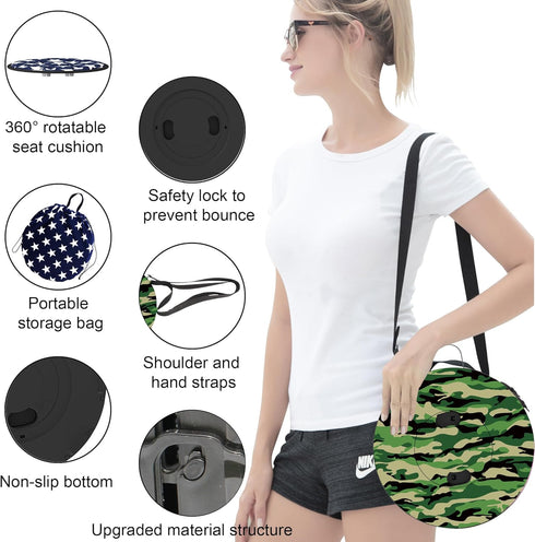 600lbs ALEVMOOM Upgraded Telescoping Collapsible Stool with Cushion, Folding Stool with Printing Portable Retractable