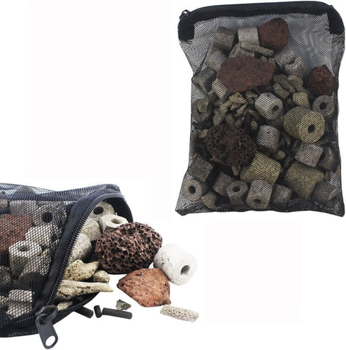 DEPEPE 10pcs Aquarium Filter Media Bags with Zipper for Activated Carbon and Ceramic Rings