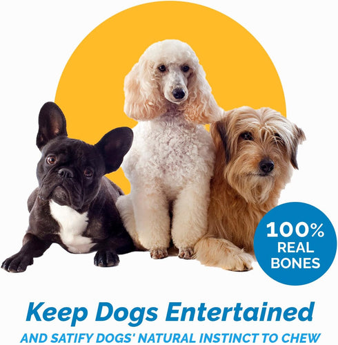 123 100% Pack 3 Treats Meaty Dog Bones, Natural Knee Cap Beef Bone Dog Treats, No Additives, Made from Premium USA
