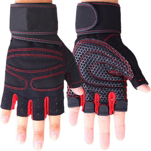 Leftwei Professional Fitness Gloves, Non Slip Microfiber Silicone Palm Breathable Ottoman Back Gloves,