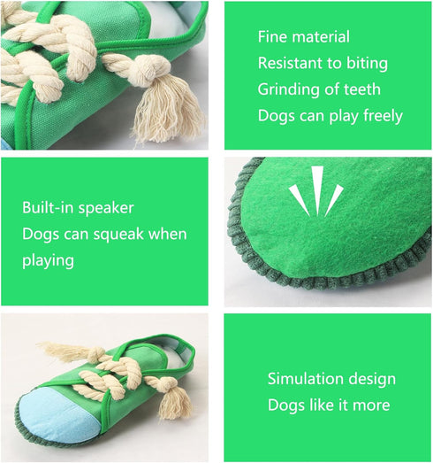 Dog Chew Toys, Creative Shoes Shape Squeaky Toy, Durable and Safe for Small and Medium Pets, Green