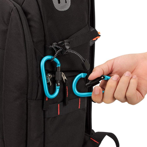 Locking Carabiner Clip D Shape, Spring-Loaded Gate Aluminum Keychain Buckle, 8 Pack (Light Blue)