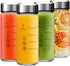 12oz Juice Bottles - 4 Pack Wide Mouth Glass Bottles with Lids-