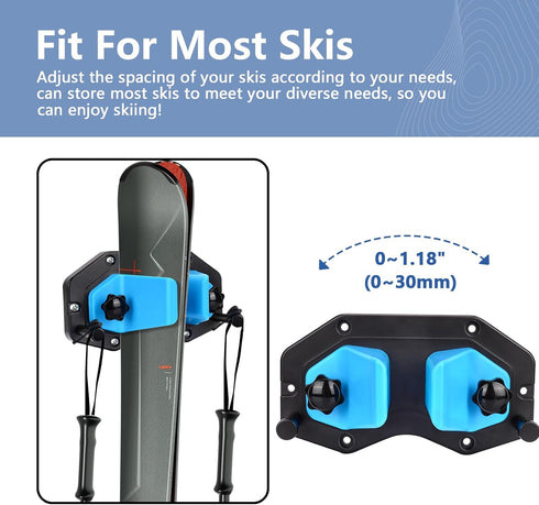 Ski Wall Mount, Snowboard Wall Mount, Wall Mounted Ski Storage Rack for Garage Organizer (1 Pack)