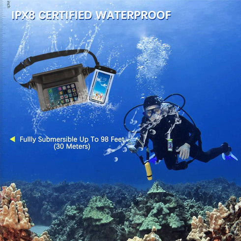 SITAKE 4 Pcs Waterproof Pouch Bags Set, 2 Waterproof Waist Pouch with Adjustable Waist Strap, 2 Waterproof Phone Cases