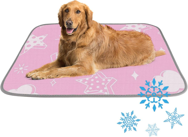 imiBBWQu Dog Cooling Mat Floral Star Pink Pet Cooling Mat Replacement Cover Washable
