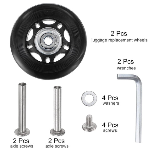 uxcell Replacement Luggage Wheels 60x24mm, Suitcase Wheel Repair Kit with 2 PU Bearing Wheels & Washers