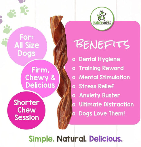 Nature Gnaws - Beef Jerky Springs for Dogs - Premium Natural Beef Gullet Sticks