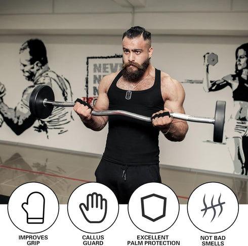 LLOUSSAK Gym Gloves for Men Weight Lifting, Four-Finger Leather Pull Up Gloves, Anti-Slip Men's Weightlifting Glove