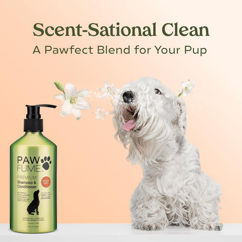 Pawfume Dog Shampoo and Conditioner, Hypoallergenic Dog Shampoo for Smelly Dogs, Probiotic Pet Shampoo