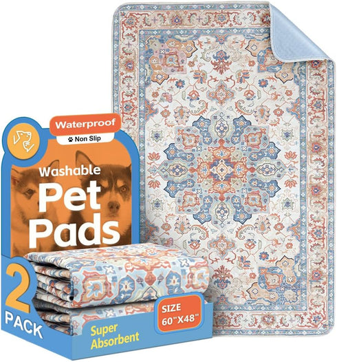 Washable Pee Pads for Dogs 2 Pack Reusable Puppy Training Pads 60"x48"