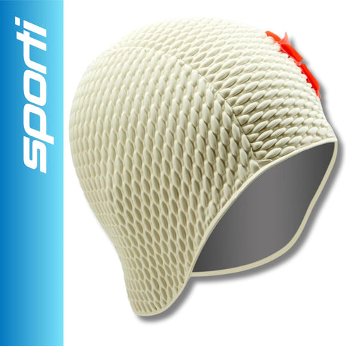 Sporti Bubble Swim Cap for Women, Anti-Slip Bathing Cap Made from Latex/Rubber