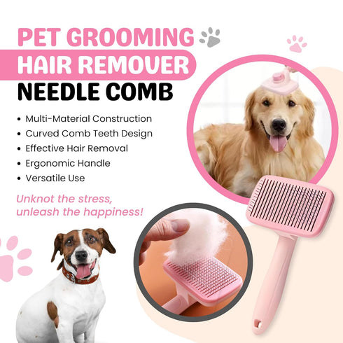 9Pcs Trimmer Trimming Dog Grooming Kit - Self Cleaning Slicker Brush, Flea Comb, Nail & Bath Brush - Pet Grooming Tools