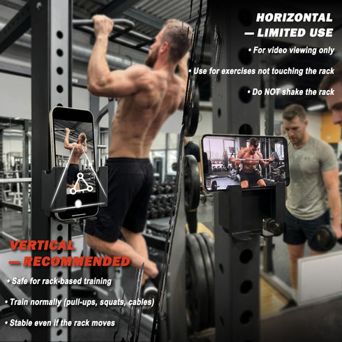 Lights Mountain 22/33 3.22 Power Rack Phone Mount, Hook-On Smartphone Holder for Squat Rack Upright, Tool-Free