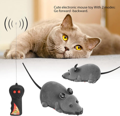 Remote Control Rat Toy, Wireless Electronic Mouse Pet Toy for Cats Dogs, Funny Mice Novelty Gift (Gray)
