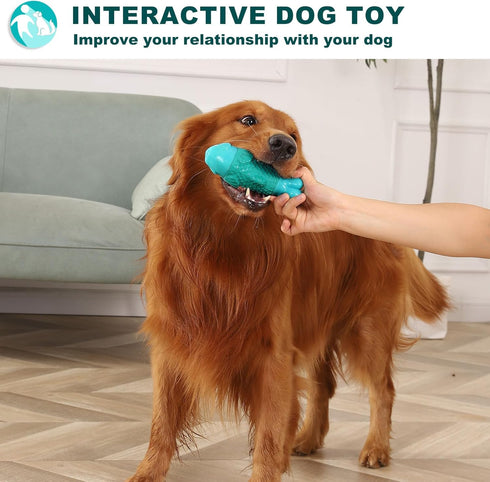 Dog Chew Toys for Aggressive Chewers - Indestructible Tough Squeaky Toys for Large Dogs, Super Chewer, Heavy Duty