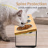 Raised Elevated Cat Food Water Bowl, Small Dog 15° Tilted Feeding Tray with 3 Stainless Steel Bowls (Wood Color)