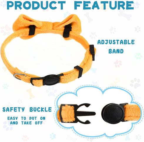 10 Pieces Cat Bowtie Collars with Bell, Adjustable Breakaway Kitten Collar for Boys Girls, Solid Colors