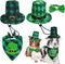 Vehomy 4pcs St Patrick's Day Dog Costumes, Buffalo Plaid Dog Hat, Collar, and Bandana, Irish Holiday Pet Outfit