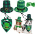Vehomy 4pcs St Patrick's Day Dog Costumes, Buffalo Plaid Dog Hat, Collar, and Bandana, Irish Holiday Pet Outfit