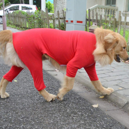 Lovelonglong Red Dog Pajamas, Lightweight Pure Cotton Jumpsuits, 4 Legs Onesies T-Shirt for Large Medium Small Dogs