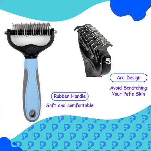 Double-Sided Pet Grooming Tool, Undercoat Rake for Dogs and Cats, Professional Dematting Brush and Shedding Comb