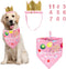 ADOGGYGO Dog Bandana Hat Set for Birthday Party Supply, Large Pink Scarf for Medium Large Dog