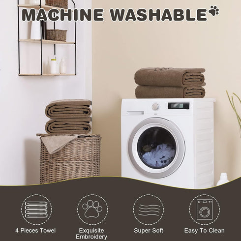 Chumia 4 Pack Dog Towels for Drying Large Microfiber Dog Towels, Absorbent Soft Pet Bath Towels for Small Medium Large