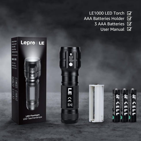Lighting EVER LED Flashlights - High Lumens Small Waterproof Flashlight with Adjustable Brightness for Outdoor