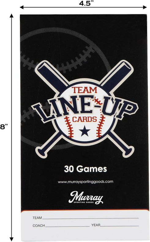 Murray Sporting Goods Baseball/Softball Lineup Cards - 30 Games with 16 Player Roster Lineup Sheet (4-Part Carbon