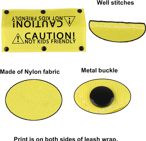 Funny Dog Leash Wrap Sleeve - Caution! Not Kids Friendly, Pet Birthday Gift (Caution! Not Kids Friendly-YE Sleeve)