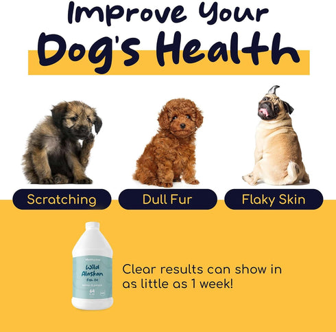 Wild Alaskan Salmon Oil for Dogs, 64 oz - Omega 3 Fish Oil Supplement for Skin and Coat, Made in USA