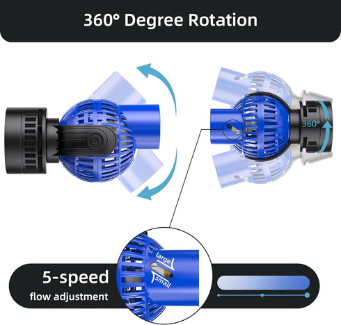1050 GPH Aquarium Circulation Pump Wave Maker Power Head with magnetic mount Suction Blue