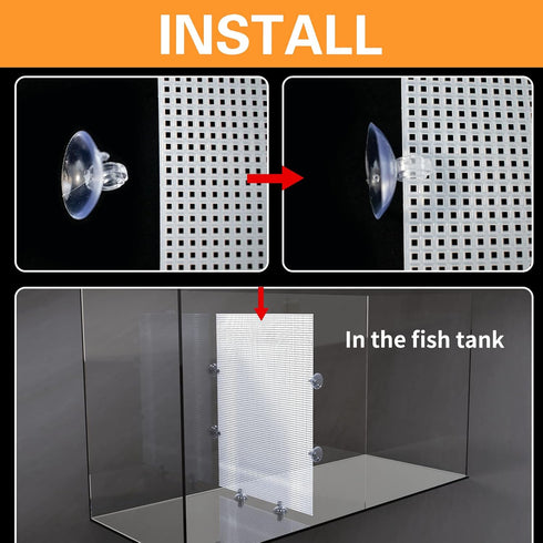 2PCS Fish Tank Divider, Plastic Aquarium Dividers with Suction Cups, Transparent Grid Plate Isolation Fish Tank