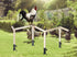 Neeenn Large Chicken Perch Toy for Coop, Wooden Chick Perch Stand with Metal Ground Plug, Chicken Coop Backyard Poultry