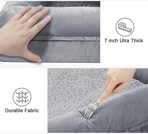 XL Dog Bed - Orthopedic Washable with Removable Cover - Grey Waterproof Extra Large Dog Bed