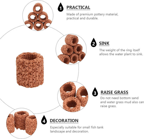 Mipcase Aquarium Plant Fixed Holder, 20pcs Pottery Water Plant Fixed Cup for Anti-Floating Aquarium Landscape
