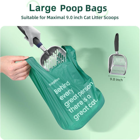 KropBom 125 Count Cat Poop Bags Large Pet Waste Sacks with Handles, Disposable Litter Bags for Pet Poop, Extra-Thick