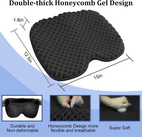 NEW-Vi Anti-Slip Kayak Seat Cushion - Waterproof Thicken Gel Pad for Sit in Kayak Chair Accessories