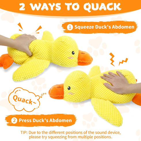 2026 17.7"x14.9"(L) Dog Calming Duck Toy, New Interactive Plush Duck Toy with Quack Sound and Crazy Crinkle for Dogs