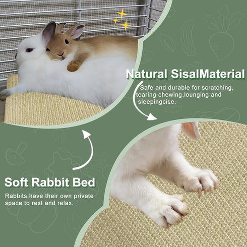 2-Pack 16x12 Inch Rabbit Scratching Pad with Non-Slip Grip, Natural Sisal Bunny Scratch Mat & Chew Toy for Rabbits