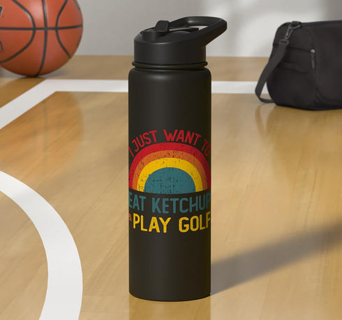 Retro Ketchup Lover Who also Play Golf Funny I just want to eat ketchup and Play Golf Christmas Stainless Steel