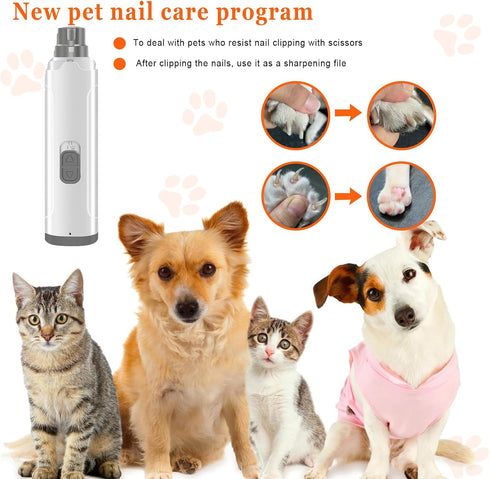 Lyjinbc Trimmer 2-Speed Dog Nail Grinders, Electric Rechargeable Pet Nail Low Noise with LED Light Mode for Large