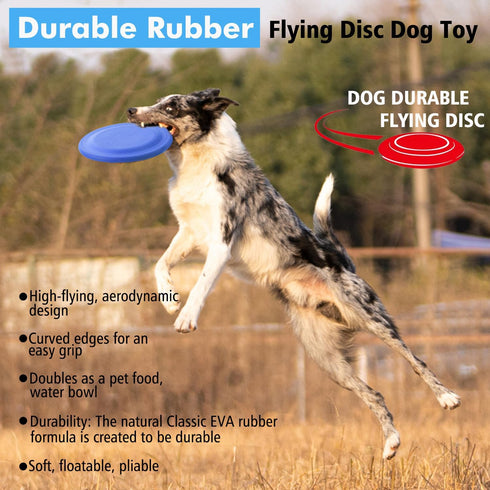 Durable Rubber Dog Flying Disc (2 Pack) - 9.25" Indestructible, Puncture & Bite Resistant for Medium Large Dogs