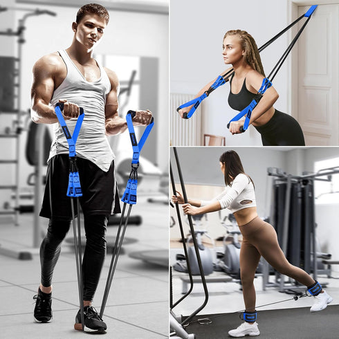 Heavy Resistance Bands Set for Working Out, 300lbs Fitness Bands with Handles, Door Anchor, Home Gym Equipment