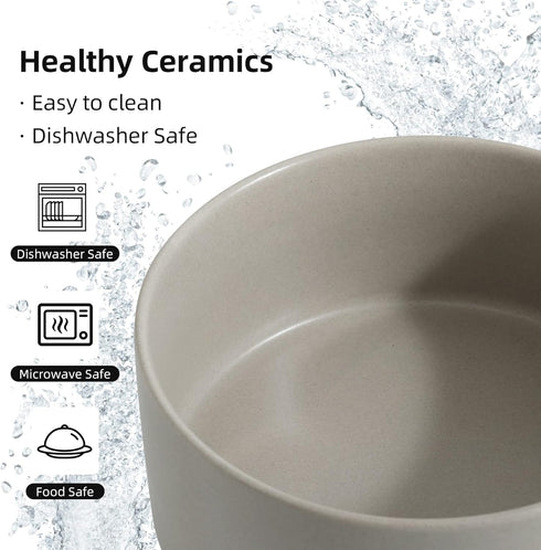 Non-Slip Ceramics Dog Bowl, Small and Medium Dog Feeding Bowl, 6in Grey Dog Food and Water Dish Protect Cervical Spine
